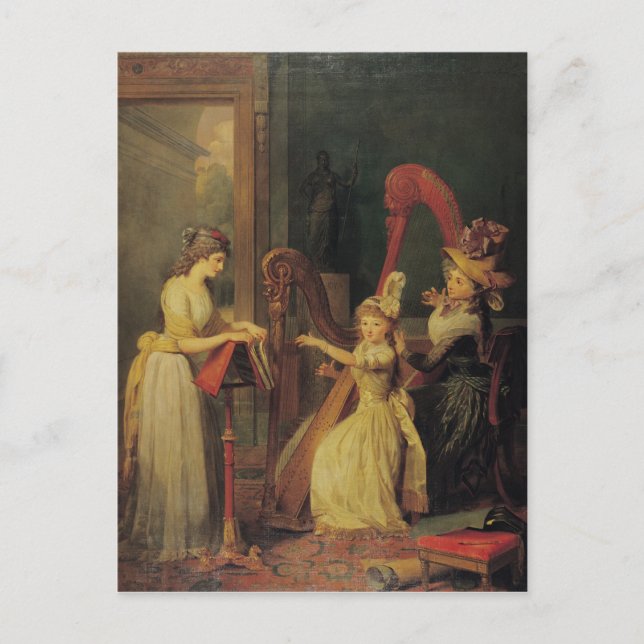 Harp lesson given by Madame de Genlis Postcard (Front)