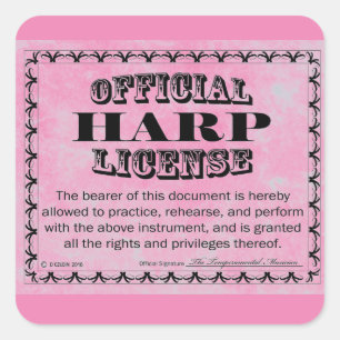 Harp License Square Sticker