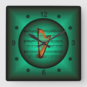 Harp  ~ Music ~ La musique ~ Música ~ Musik ~ Square Wall Clock