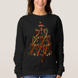 Harp Music Lover Xmas Santa Hat Harp Christmas Tre Sweatshirt