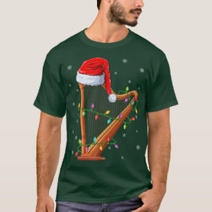 Harp Music Xmas Lighting Matching Santa Hat Harp C T-Shirt