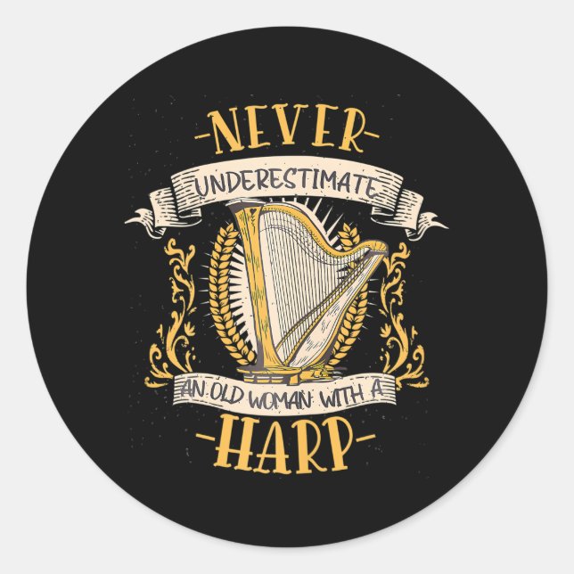 Harp Musician Musical Instrument Harp Classic Round Sticker (Front)