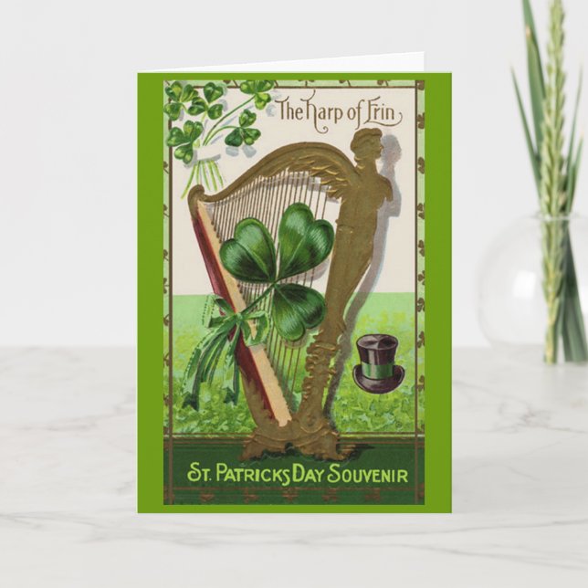 Harp of Erin Vintage St. Patrick's Day Card (Front)