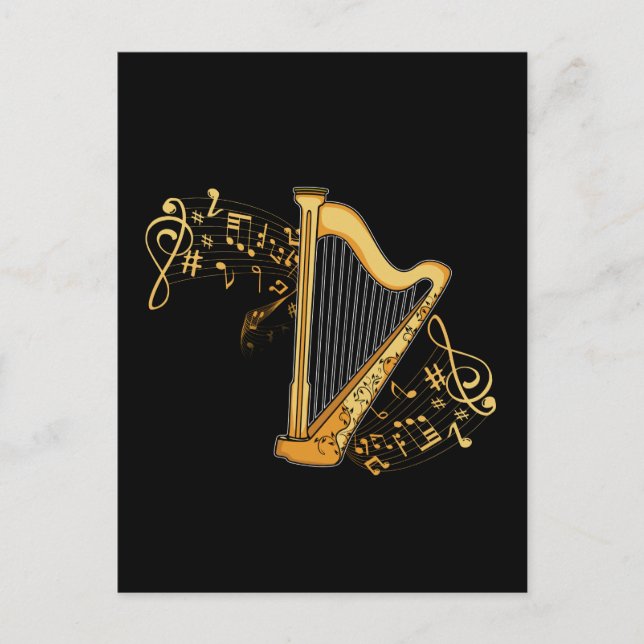 Harp Player Gift Girls Harpist Women Music Harp Postcard (Front)