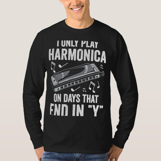 Harp Player Only Plays Harmonica T-Shirt (Front)