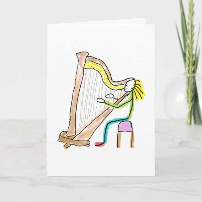 Harp Playing Stickman Card (Front)