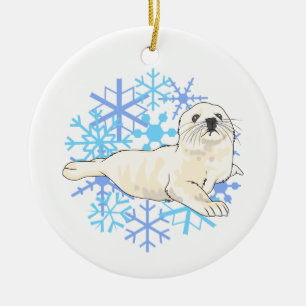 Harp Seal Ceramic Tree Decoration