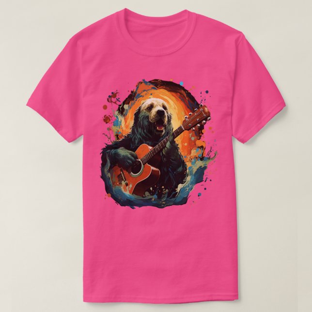 Harp Seal Playing Guitar T-Shirt (Design Front)