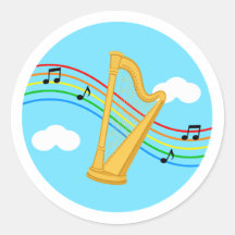 Harp Sticker Sky Rainbow Music Kids