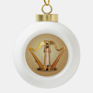 HARP THEME CERAMIC BALL CHRISTMAS ORNAMENT