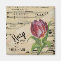 Harp Tulip Vintage Sheet Music Customised