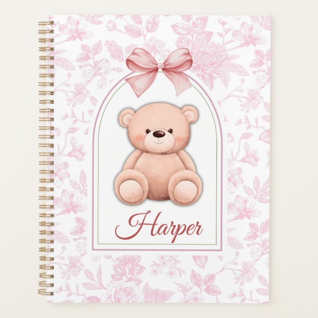 Harper | Custom Pink Teddy Bear Nursery Design  Planner (Front)