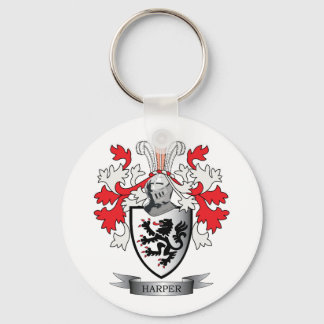 Harper Family Crest Coat of Arms Key Ring