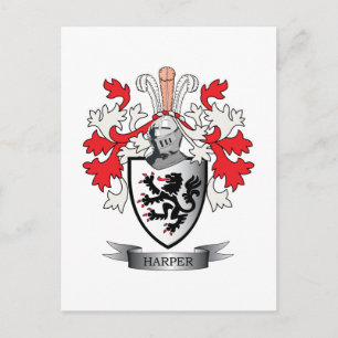 Harper Family Crest Coat of Arms Postcard
