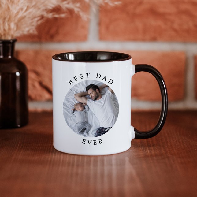 HARPER Modern Round Photo Best Dad Ever Coffee Mug (Creator Uploaded)