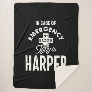 Harper Personalised Name Birthday Gift Sherpa Blanket