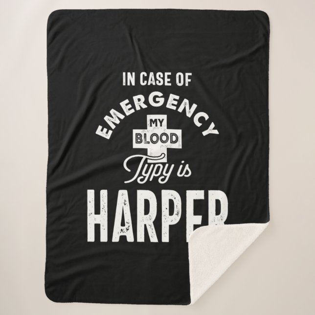 Harper Personalised Name Birthday Gift Sherpa Blanket (Front)