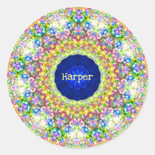 HARPER ~ Sweet Floral Pattern ~ Personalised Classic Round Sticker