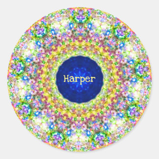 HARPER ~ Sweet Floral Pattern ~ Personalized Classic Round Sticker