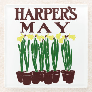 Harper's 1899 Edward Penfield Daffodils Glass Coaster