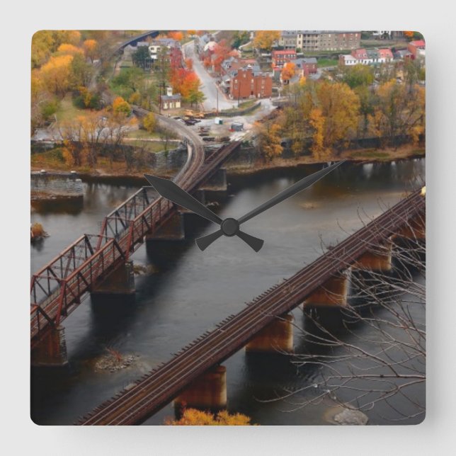 Harpers Ferry in the Fall Square Wall Clock (Front)