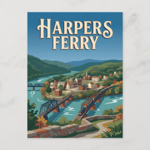 Harpers Ferry West Virginia Vintage Travel Poster Postcard