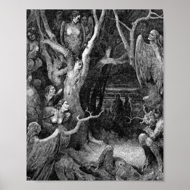 Harpies In The Forest Of Suicides Gustave Dore Poster (Front)