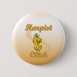 Harpist Chick 6 Cm Round Badge