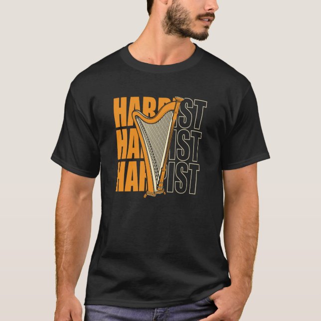 Harpist Konghou Pedal Harp Harpist Harp Player T-Shirt (Front)