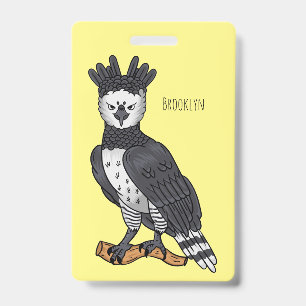 Harpy eagle cartoon illustration ID badge