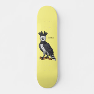 Harpy eagle cartoon illustration skateboard
