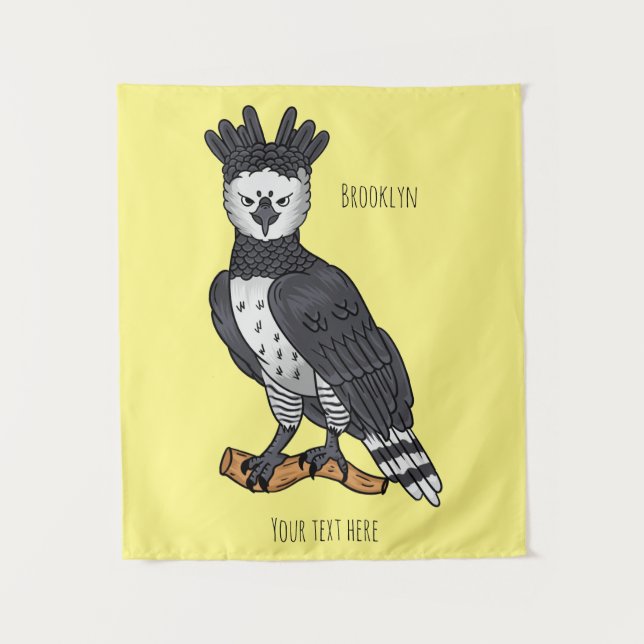 Harpy eagle cartoon illustration  tapestry (Front)