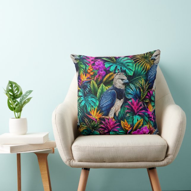 Harpy Eagle Jungle Dreams Seamless Surface Pattern Cushion (Chair)