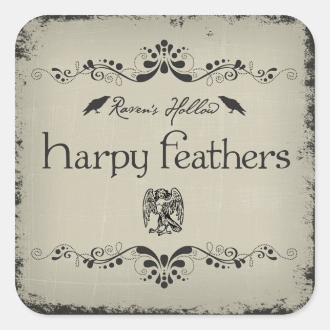 Harpy Feathers Halloween Jar Sticker Label (Front)