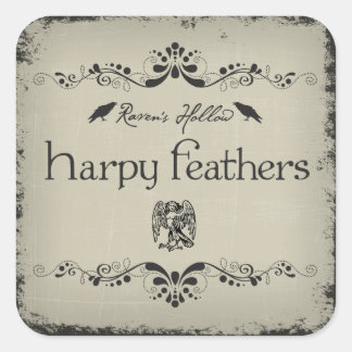Harpy Feathers Halloween Jar Sticker Label