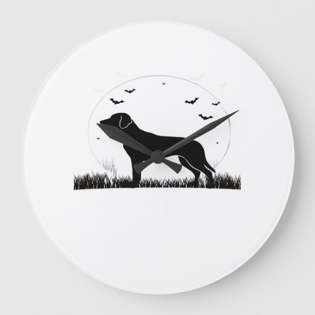 Harrier Dog � Halloween Moon Silhouette Classic T- Large Clock (Front)