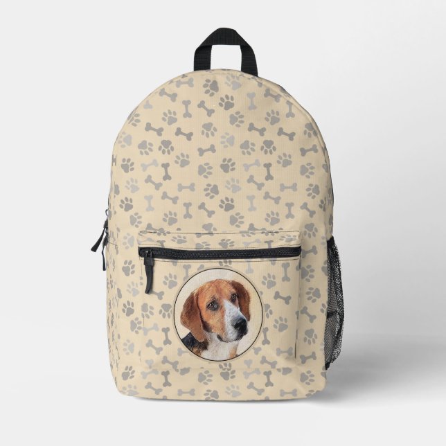 Harrier Painting - Cute Original Dog Art Printed Backpack (Front)