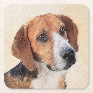 Harrier Painting - Cute Original Dog Art Square Paper Coaster