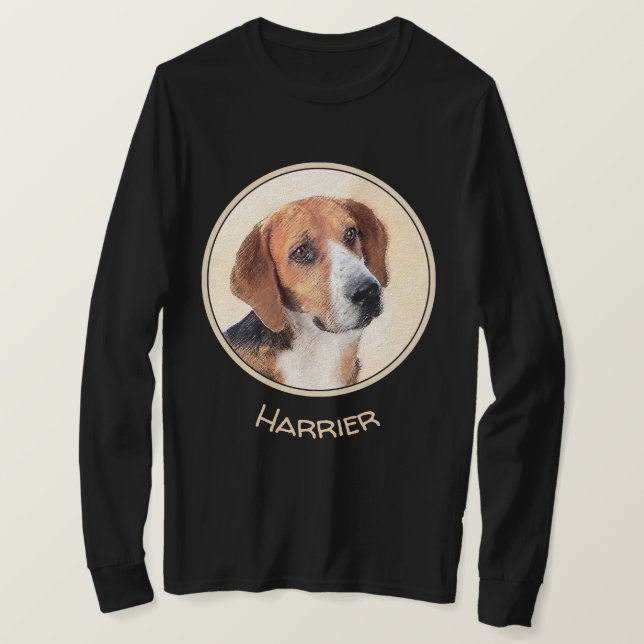 Harrier Painting - Cute Original Dog Art T-Shirt (Design Front)