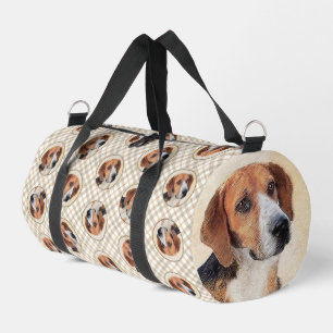 Harrier Painting Tri-Colour Cute Original Dog Art Duffle Bag
