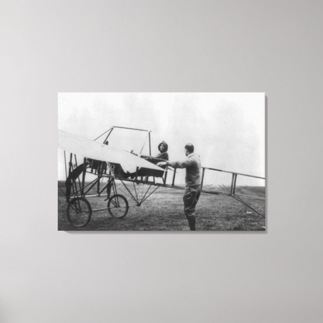 Harriet Quimby in Her Aeroplane Photograph Canvas Print (Front)