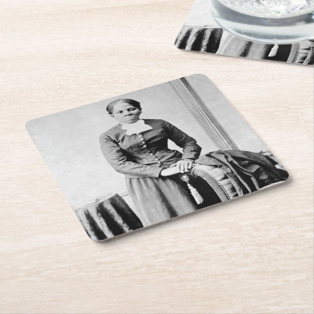 Harriet Tubman Conductor Underground Railroad Square Paper Coaster (Angled)
