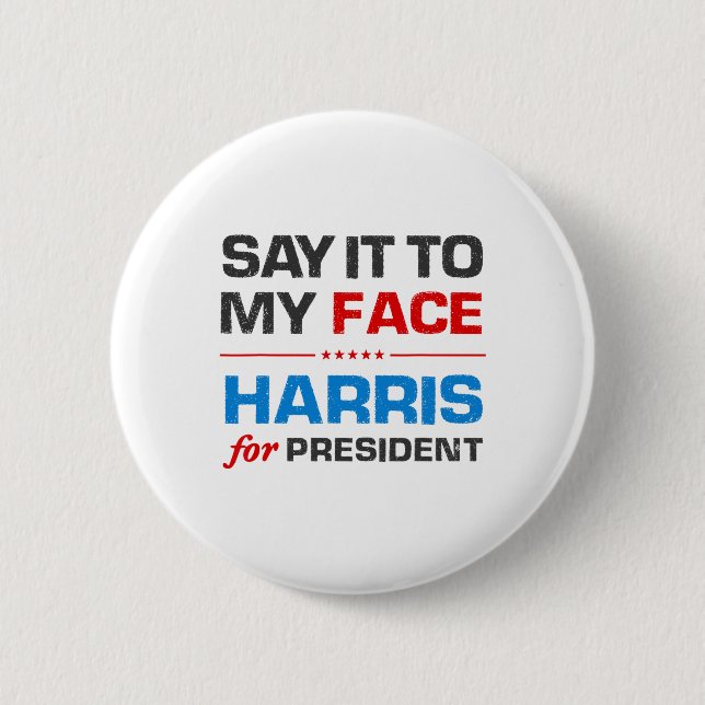 Harris 2024  6 cm round badge (Front)