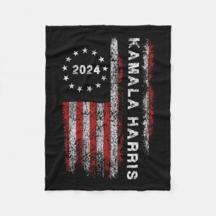 Harris 2024 American Flag Kamaka Supporter 1  Fleece Blanket
