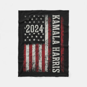 Harris 2024 American Flag Kamaka Supporter Fleece Blanket