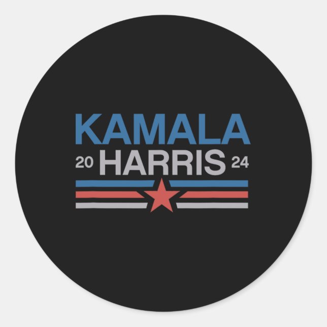 Harris 2024 Bold Retro Stripe Star  Classic Round Sticker (Front)