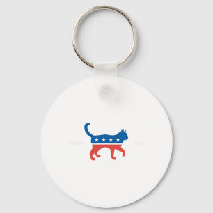 Harris 2024 Democrat Cat - Vote For Kamala W Elect Key Ring