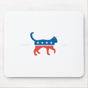 Harris 2024 Democrat Cat - Vote For Kamala W Elect Mouse Pad
