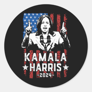 Harris 2024 Flag Kamala For President Usa Flag Har Classic Round Sticker