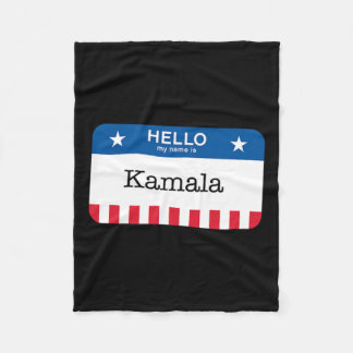 Harris 2024 Last Minute Costume kamala Name Tag  Fleece Blanket